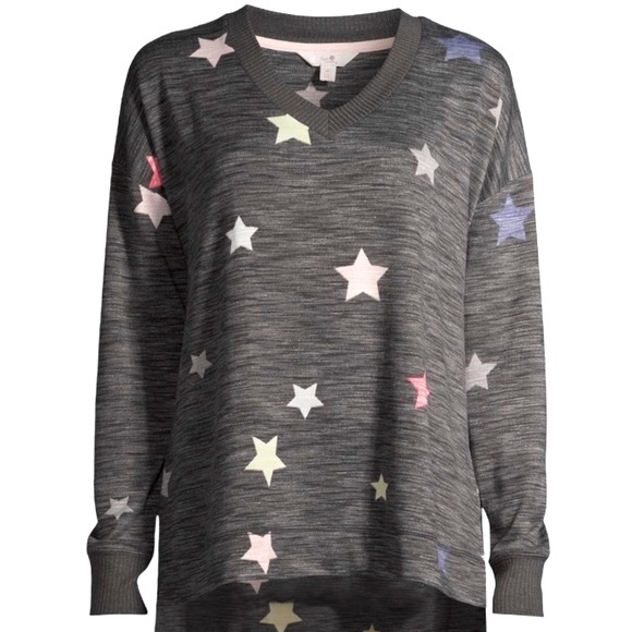 Secret Treasures 📌small dark grey NWOT sweater multicolor stars thin super soft - Picture 5 of 10